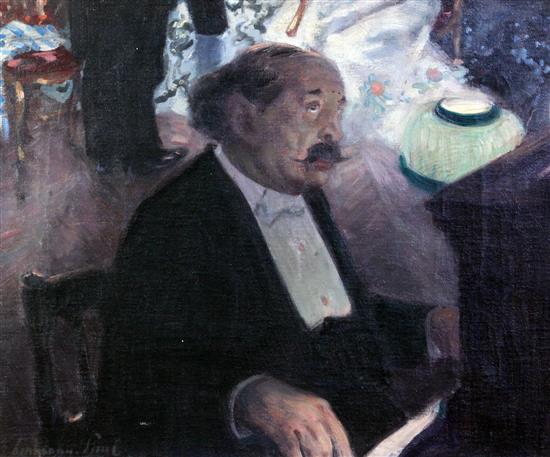 René Georges Hermann-Paul (1864-1940) La Tapeur 15 x 18in.